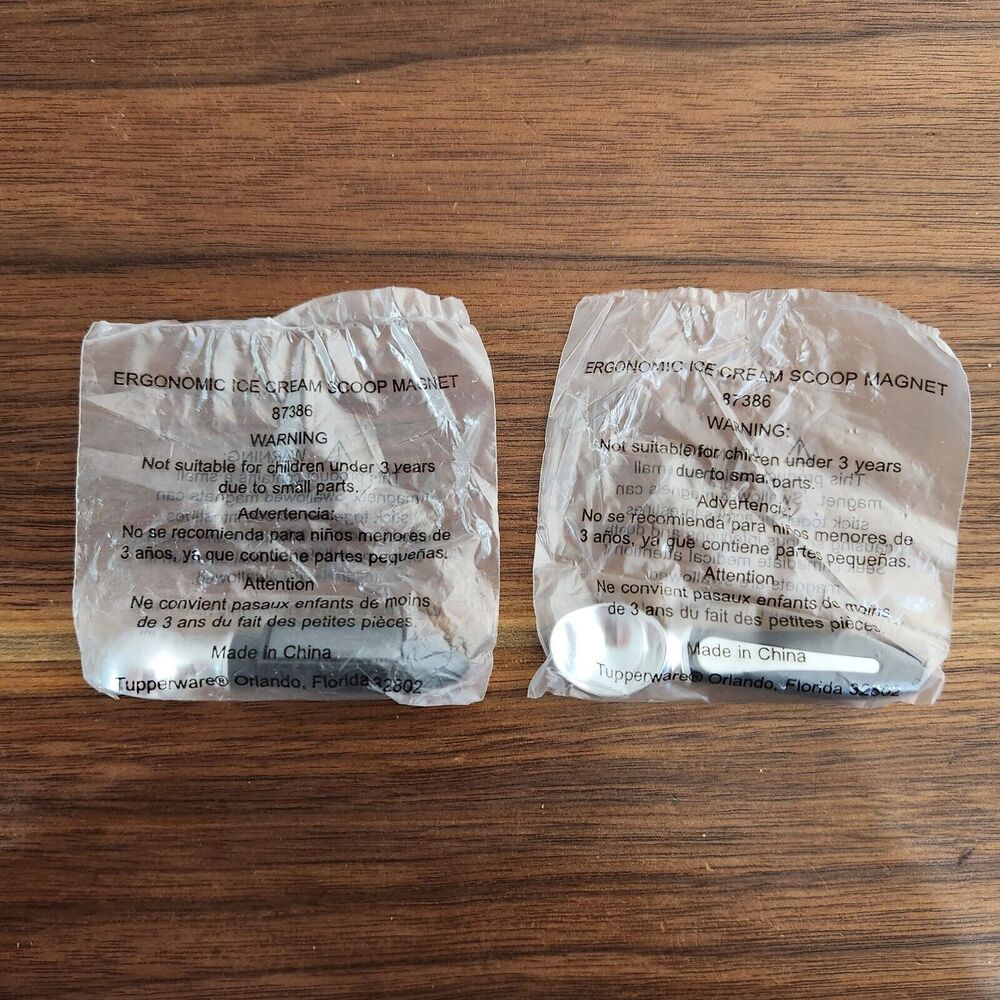 Tupperware Miniature Magnet Ice Cream Scoop Mini Ergonomic #87386 Black Set of 2